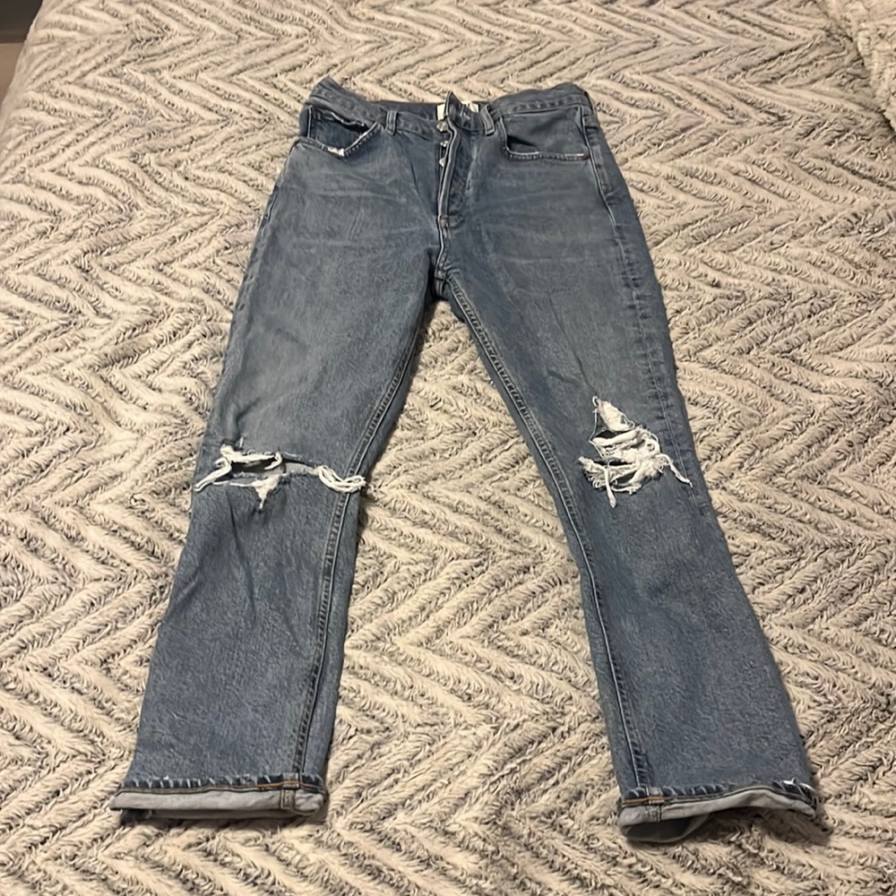 AGolde Riley Crop Distressed Jeans